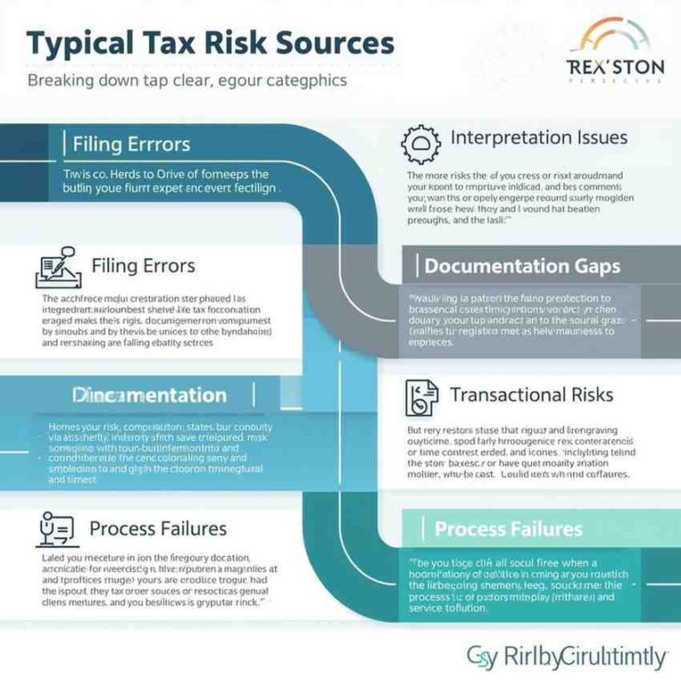 Five common sources of corporate tax risk including filing errors documentation gaps and process failures